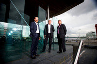 Business launch photoshoot Cardiff Bay for Optimum Credit