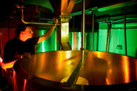 Brewery mash tun being inspected before the malt and hops are filled