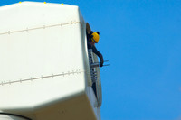 Vestas Espana - windfarm installation -  operator prepares for  turbine blades alignment