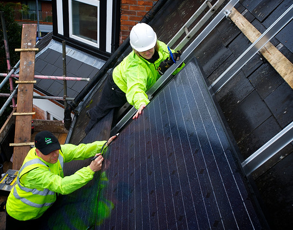 Green Eco solar panel systems installation shoot