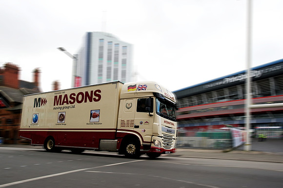 Promotional photo shoot for Masons Moving truck for web and brochure use.